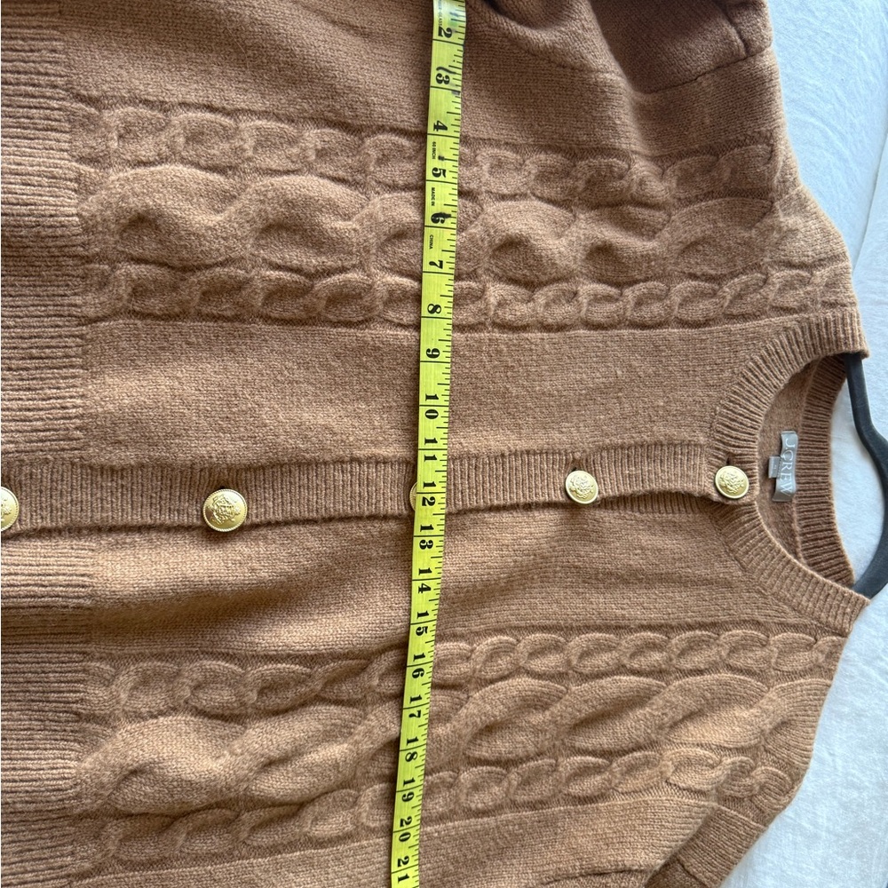 J. Crew Camel Cable Knit Cashmere Blend Cardigan with Gold Buttons - Picture 5 of 6
